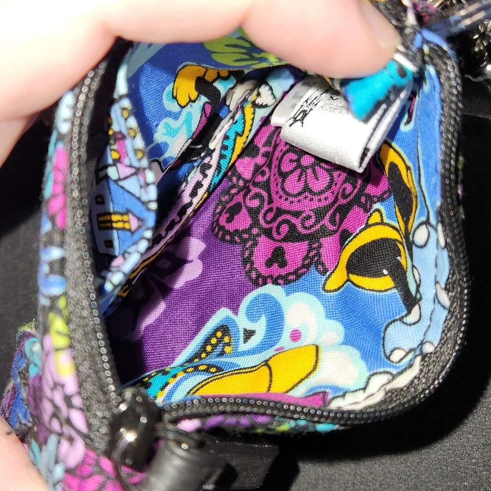Vera Bradley Mickey's Floral Celebration Castle Zip ID Case w/ Breakaway Lanyard